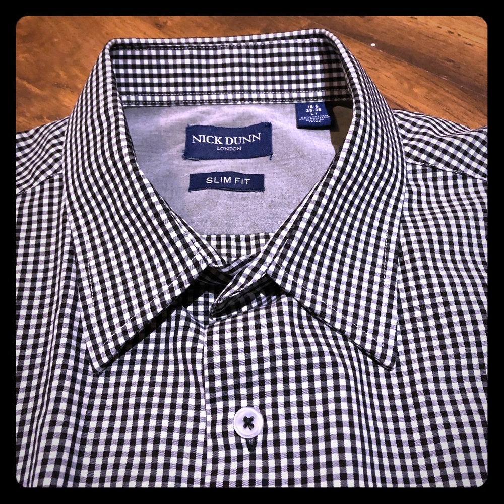 Like New - Black/White Plaid Button Dress Shirt